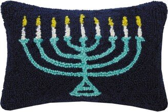 Menorah Hook Pillow - Hanukkah Decorative Throw Pillow, Accent Holiday Decor