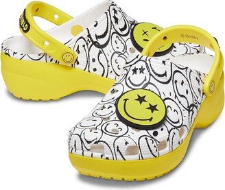 Zappos Print Lab: SmileyWorld(r) Classic Platform Clog (White/Multi) Women's Clog Shoes