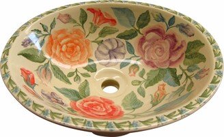 Mexican Talavera Sink Oval Drop in Handcrafted Ceramic - Lm52