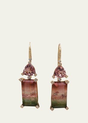 Multi Tourmaline and Diamond Earrings in 18K Gold