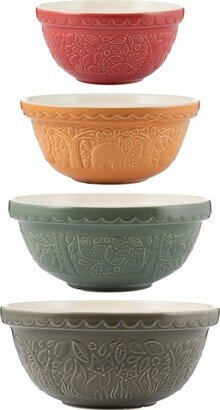 In the Forest New Mixing Bowls, Set of 4 - Orange, Green, Stone Red