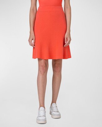 Polka Dot Ajoure Knit Cashmere-Blend Pull-On Skirt