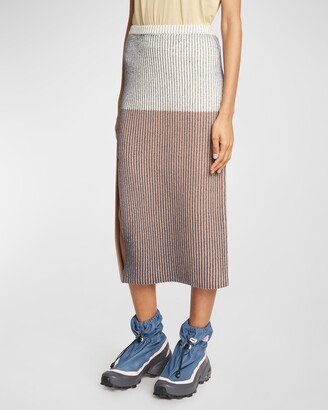 Knit Colorblock Midi Skirt