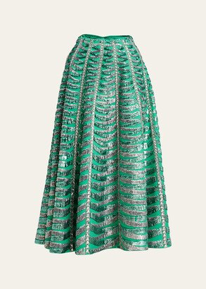 Embroidered Crepe Couture Midi Skirt