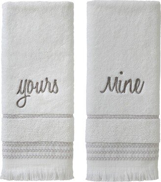 2pc Mine and Yours Hand Towel Set White