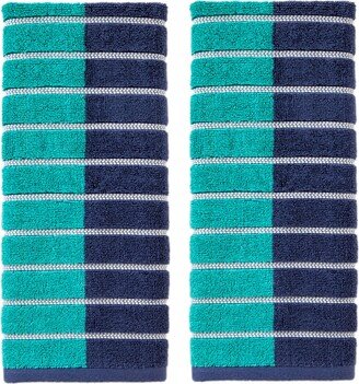 Color Block Stripes Cotton 2 Piece Hand Towel Set, 26