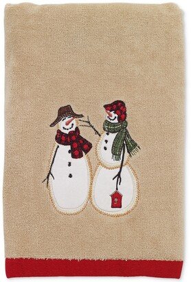 Snowman Gathering Holiday Cotton Hand Towel, 16