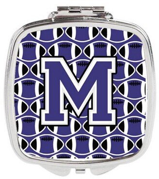 CJ1068-MSCM Letter M Football Purple & White Compact Mirror