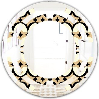 Designart 'Abstract Retro Geometrical Design VII' Printed Modern Round or Oval Wall Mirror - Space