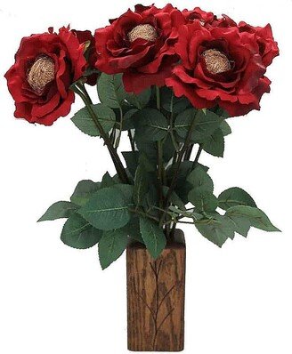 Justpaperroses 8th Wedding Anniversary 12-stems 18 Bronze Wool Roses with Vase