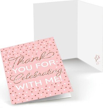 Big Dot of Happiness Pink Rose Gold Birthday - Happy Birthday Party Thank You Cards (8 count)