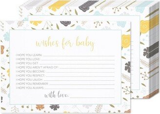 Best Paper Greetings Set of 50 Wishes for Baby, Guest Activity Cards for Baby Shower Game and Gender Reveal, Floral Design