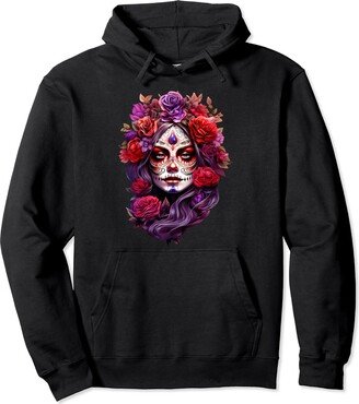 Dia de Los Muertos Costume Woman Dress Dia De Los Muertos 2023 Sugar Skull Catrina Day of the Dead Pullover Hoodie