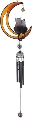 31 Long Wind Chime with Black Coated Gems Cats on The Moon Hanging