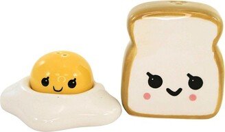 One Hundred 80 Degrees Tabletop Egg Toast Salt And Pepper - One Salt And Pepper Set 2.75 Inches - Shakers Breakfast - Jc0010 - Ceramic - Multicolored