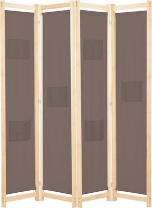 4-Panel Room Divider Brown 62.9x66.9x1.6 Fabric-AA