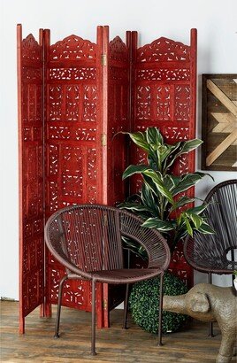 Studio 350 Red Wood Traditional Room Divider Screen 72 x 80 x 1 - 80 x 1 x 72