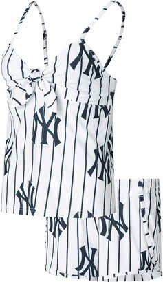 Women's Concepts Sport White New York Yankees Reel Allover Print Tank Top and Shorts Sleep Set