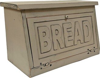 Distressed Buttermilk Wood Engraved Bread Box - Handmade Country Rustic Farmhouse Kitchen Storage Catch All