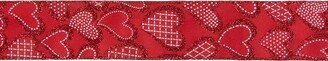 Northlight Red and White Glittered Hearts Valentine's Day Wired Craft Ribbon 2.5 x 10 Yards