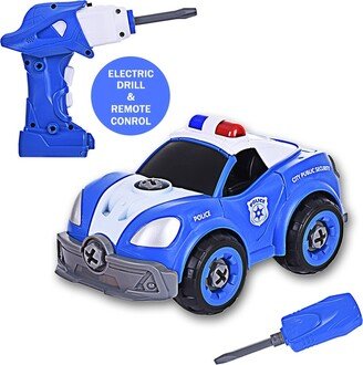 Hozxclle DIY P-olice Car Take Apart -With Electric Vehicles Drill-Converts To Remote Control Car RC With Sound