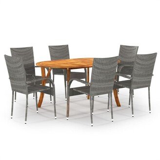 7 Piece Patio Dining Set Gray-AA