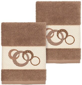 Annabelle Embellished Washcloth - Set of 2 - Latte