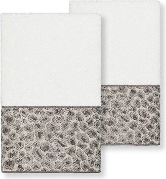 Spots Embellished Hand Towel - Set of 2 - White