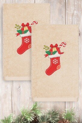 Christmas Stocking Embroidered Hand Towels - Set of 2-AA