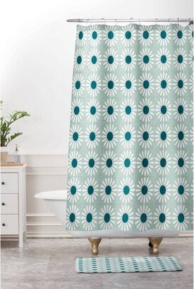 Schatzi Brown Retro Jumbo Daisy Mint Memory Foam Bath Mat White