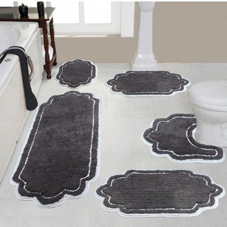 Home Weavers Inc Set of 5 Allure Collection Dark Grey Cotton Tufted Bath Rug Set - Home Weavers