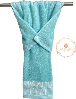 Beach Decor Hand Towel, Hanging Stay Put Bathroom Towel For Beach House Bathroom, Ocean-AA