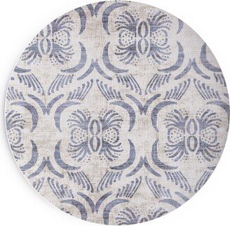 Salad Plates: French Linen Geo Floral Salad Plate, Gray