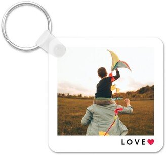 Key Chains: Modern Love Heart Key Ring, Square, Black