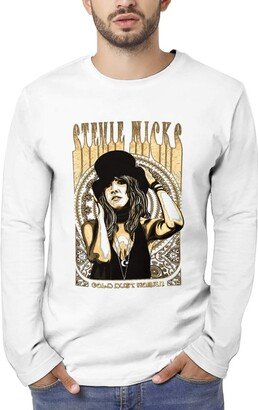 SHASHWAT Men's Stevie Singer Nicks Long Sleeve T Shirt 3D Print Classic Crew Neck Graphic Tee Shirts Tops for Men Guys Clothing L White