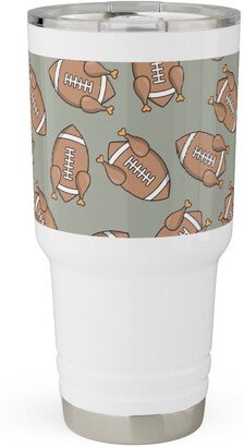 Travel Mugs: Turkey Football Travel Tumbler, 30Oz, Beige