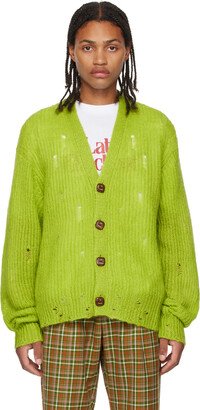 Late Checkout Green Distressed Cardigan