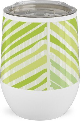 Travel Mugs: Herringbone Hues Of Green Stainless Steel Travel Tumbler, 12Oz, Green