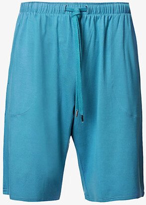 ens Blue Basel Drawstring-waistband Stretch-modal Pyjama Shorts