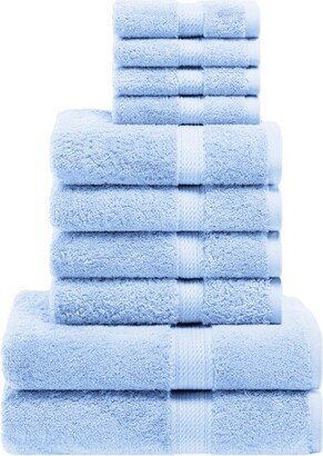 Premium Cotton 800 GSM Heavyweight Plush Luxury 10 Piece Bathroom Towel Set, Light Blue - Blue Nile Mills