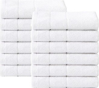 Island Retreat 100% Cotton Terry- 12 Piece- Wash Towel Set White- 13X13