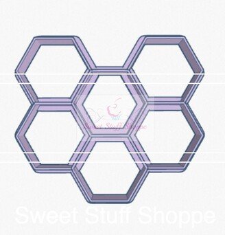 Multi Hex Cookie Cutter - 3D Printed Cookie Cutter, Sweet Stuff Shoppe, 6 Hexagons, 2