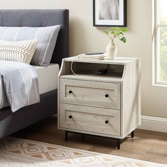 Transitional 2 Drawer Nightstand with USB Port - Saracina Home