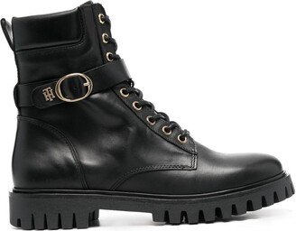 Ankle-Length Leather Biker Boots