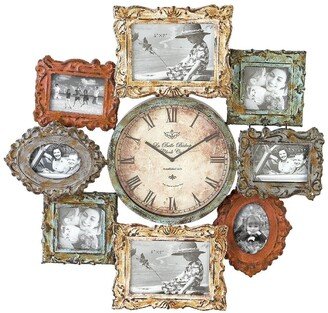 WILLOW ROW Green Metal 8-Photo Opening Wall Clock