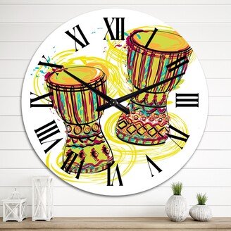 Designart 'Traditional Tam Tam Drums I' Cabin & Lodge wall clock