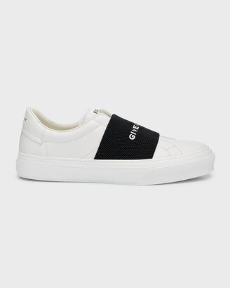 Men's Logo Leather Slip-On Sneakers