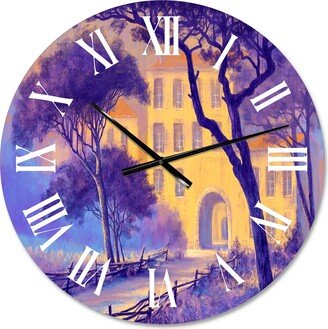 Designart 'Street Landscape On Footpath & Trees In A City' Traditional wall clock