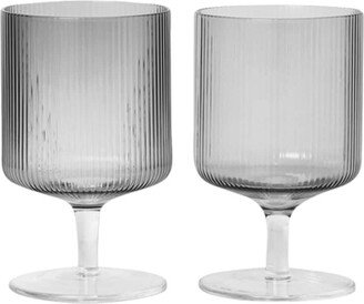 Set of 2 Ripple mouth blown wine glasses