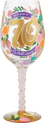 Enesco Lolita Happy 70th Birthday Wine Glass, 15 oz